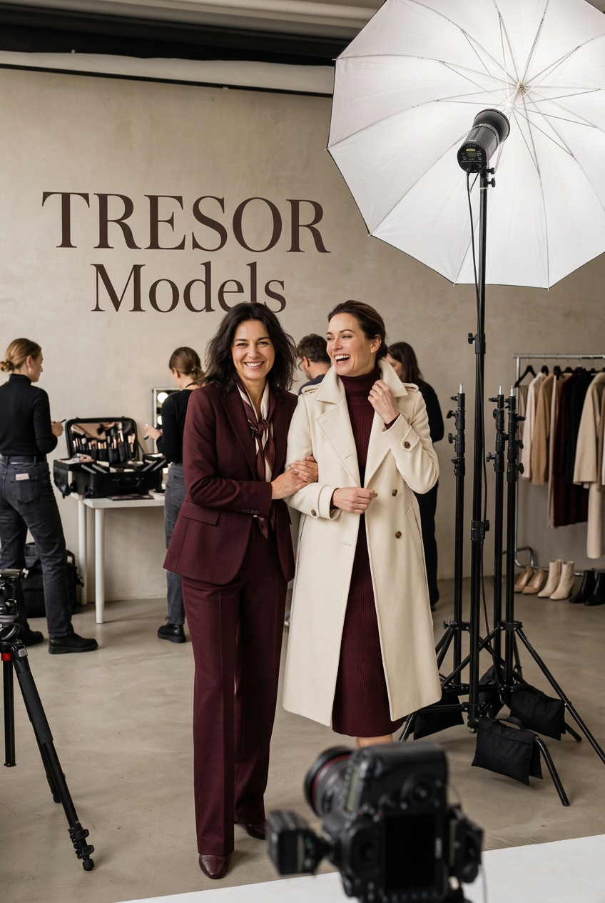 Two female models at a professional TRESOR Models studio photo session